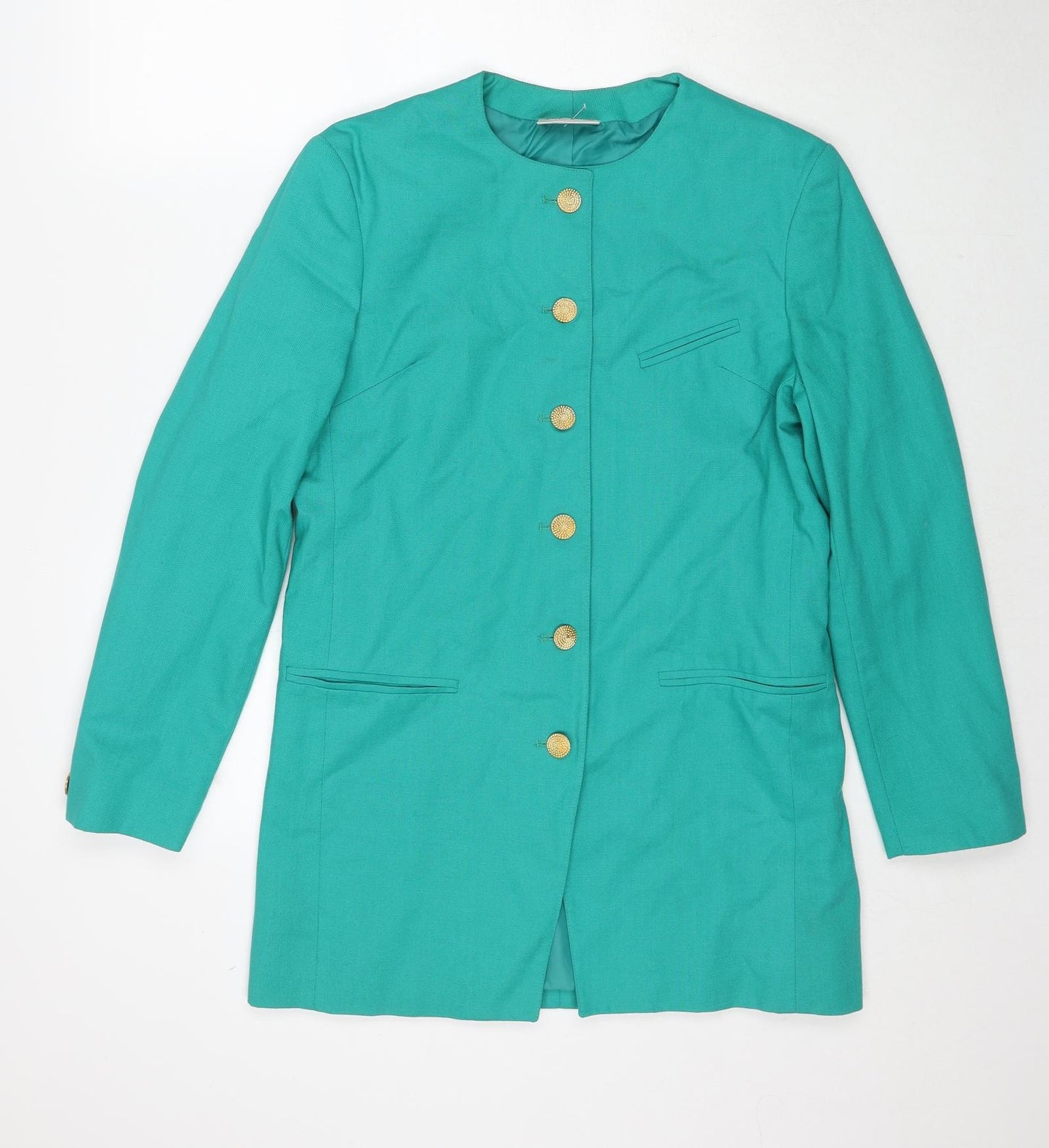 Plus Womens Green Overcoat Coat Size 12 Button