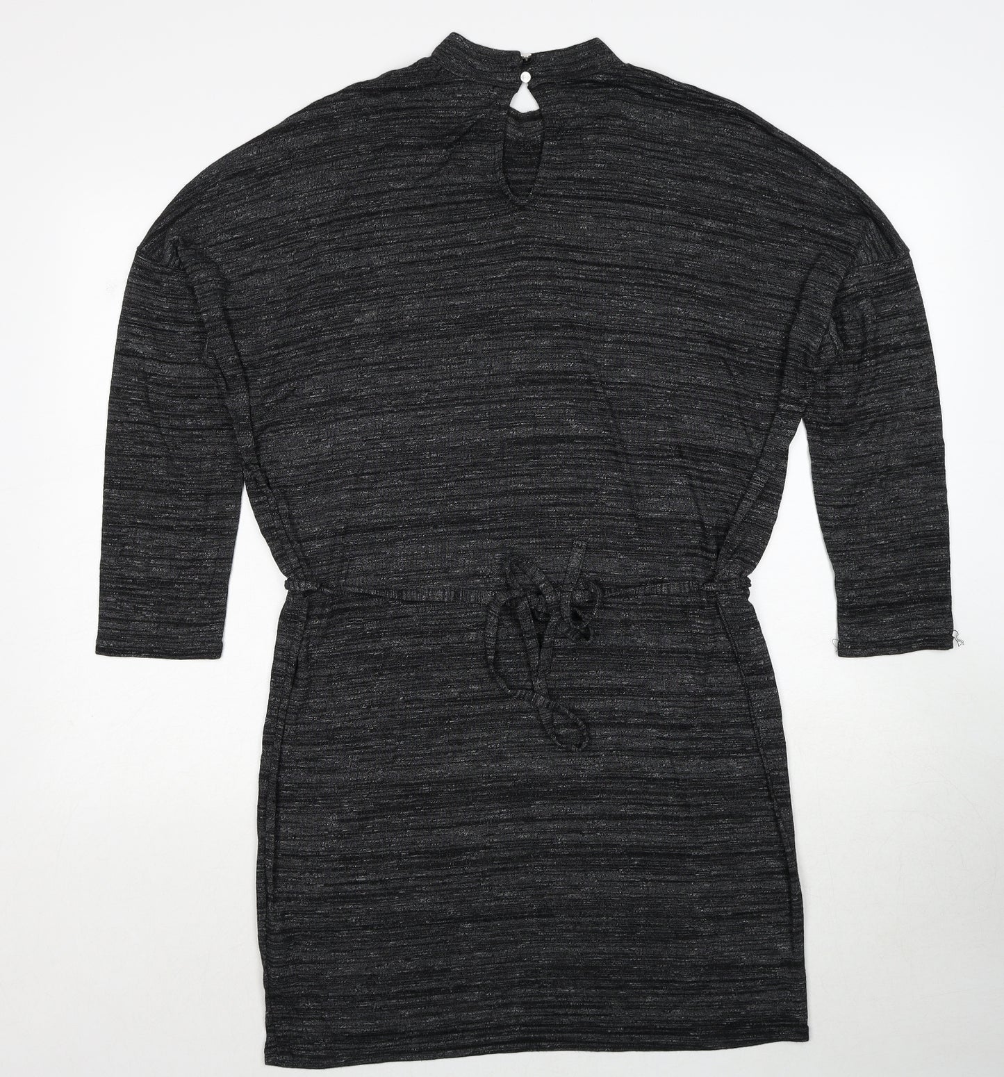 Oasis Womens Grey Viscose A-Line Size M Round Neck Button