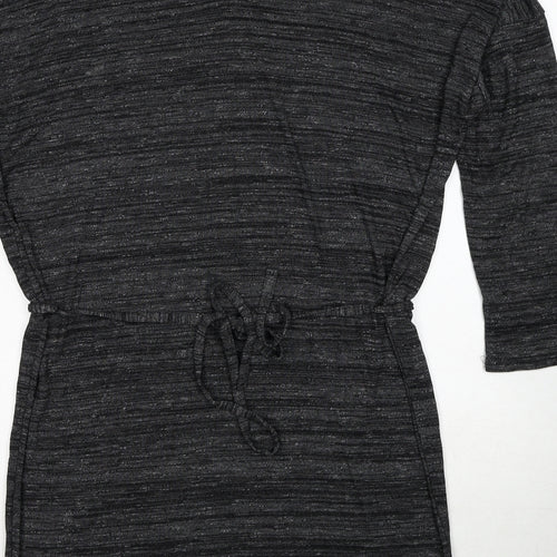 Oasis Womens Grey Viscose A-Line Size M Round Neck Button