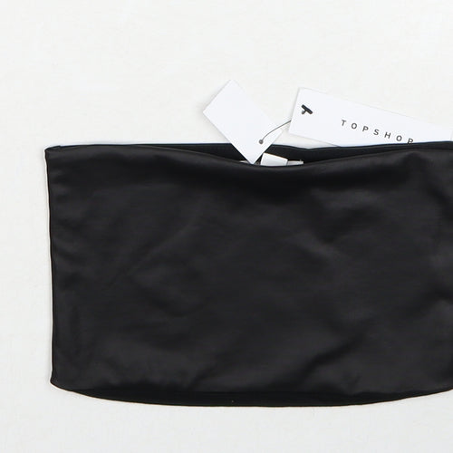 Topshop Womens Black Polyethylene Cropped Tank Size XS Square Neck - Size XS-S