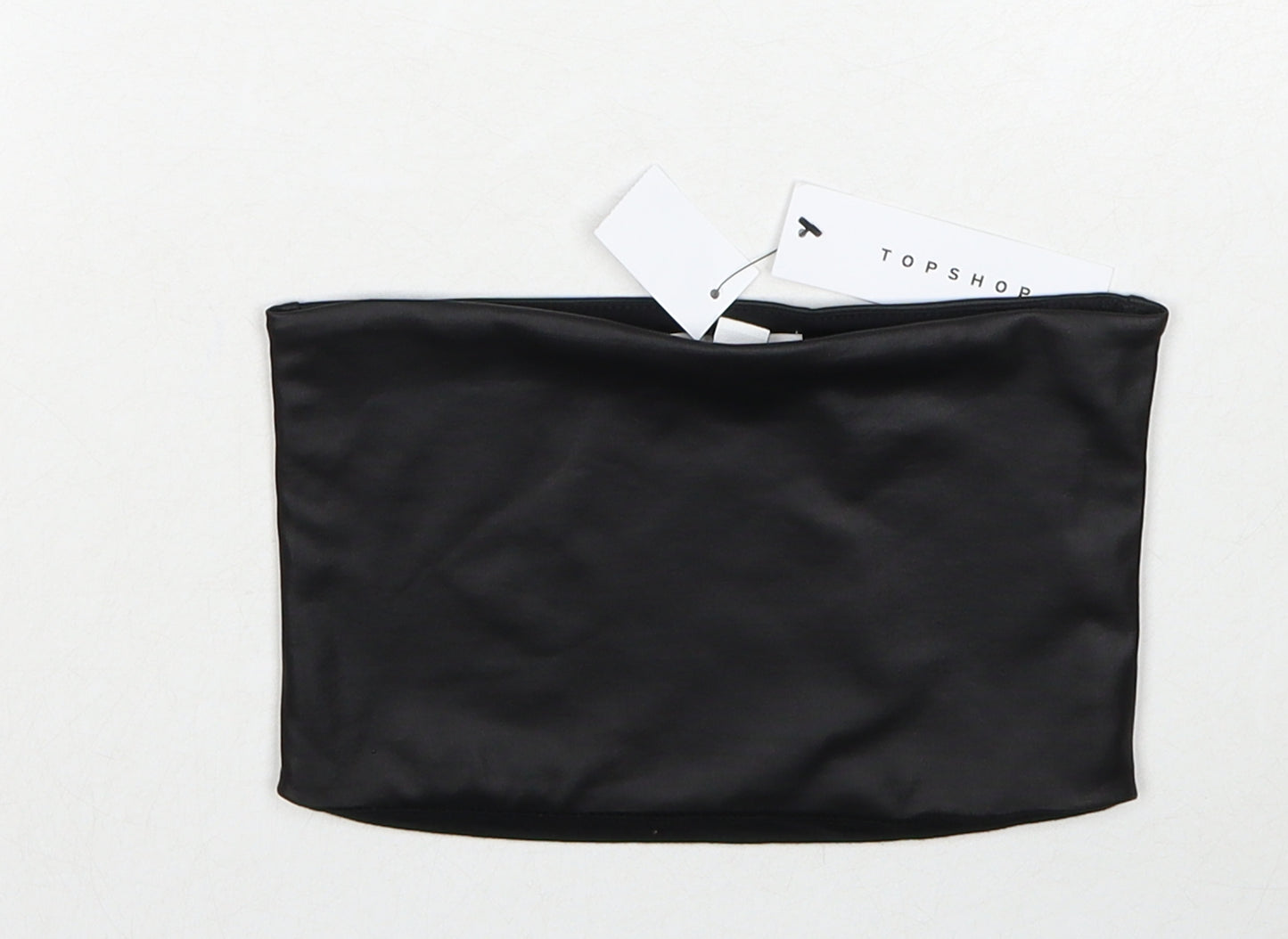 Topshop Womens Black Polyethylene Cropped Tank Size XS Square Neck - Size XS-S