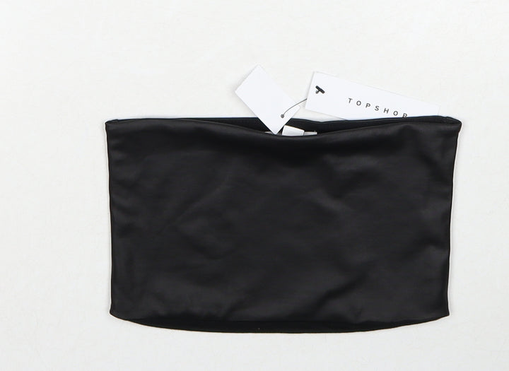 Topshop Womens Black Polyethylene Cropped Tank Size XS Square Neck - Size XS-S