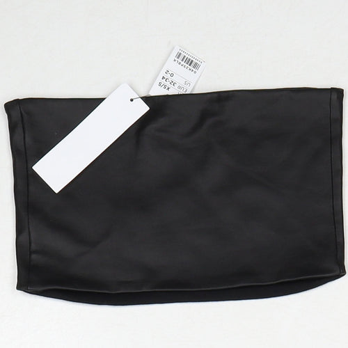 Topshop Womens Black Polyethylene Cropped Tank Size XS Square Neck - Size XS-S