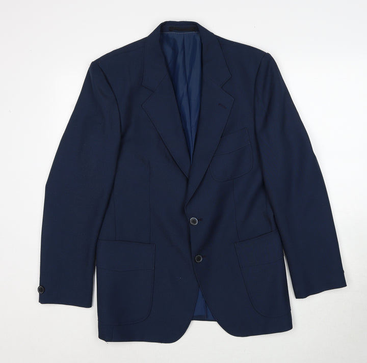 Cavalier Mens Blue Polyester Jacket Suit Jacket Size 38 Regular