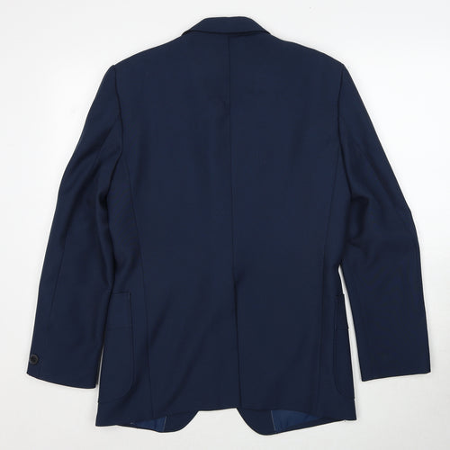 Cavalier Mens Blue Polyester Jacket Suit Jacket Size 38 Regular