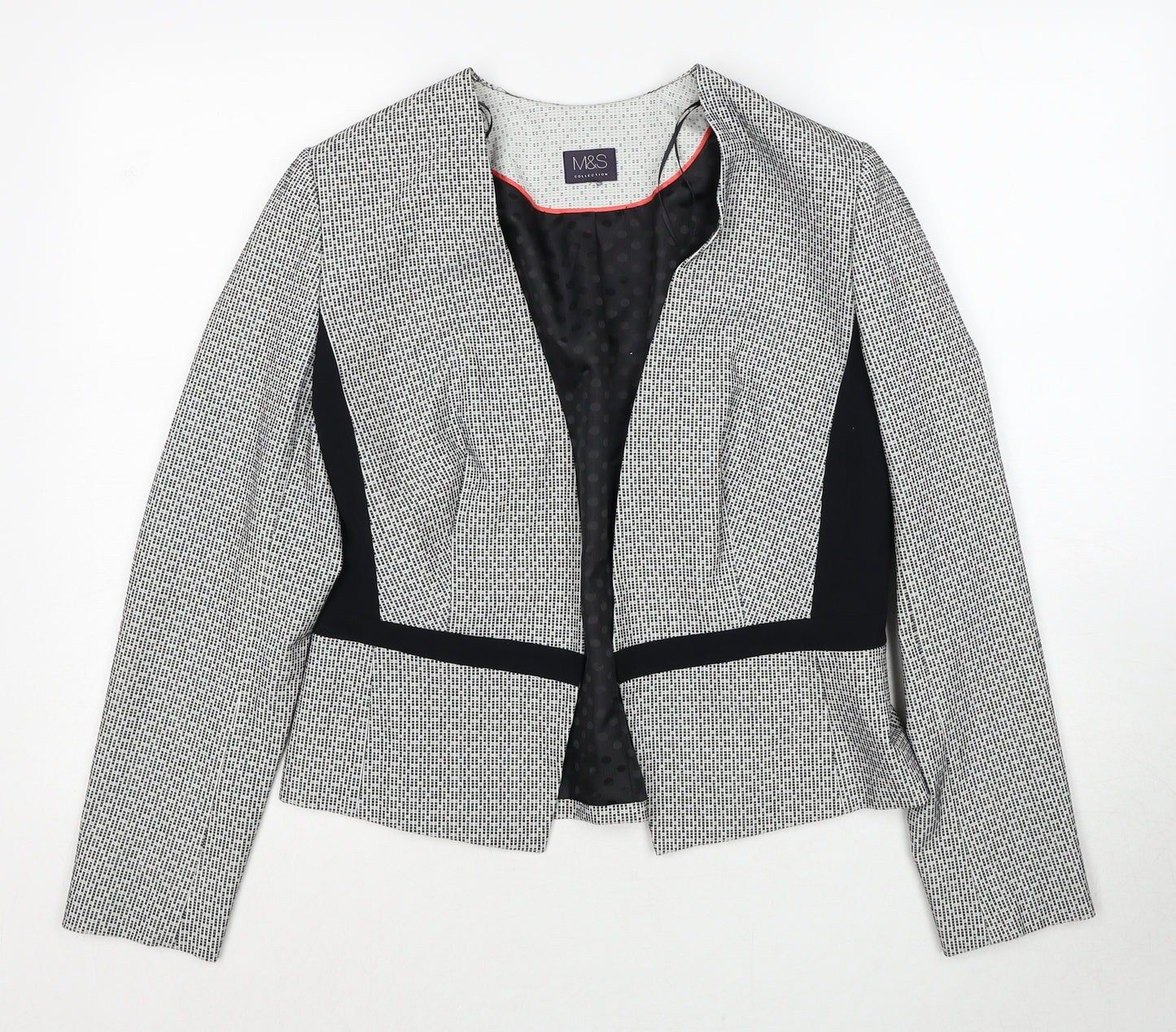 Marks and Spencer Womens Black Geometric Jacket Blazer Size 12