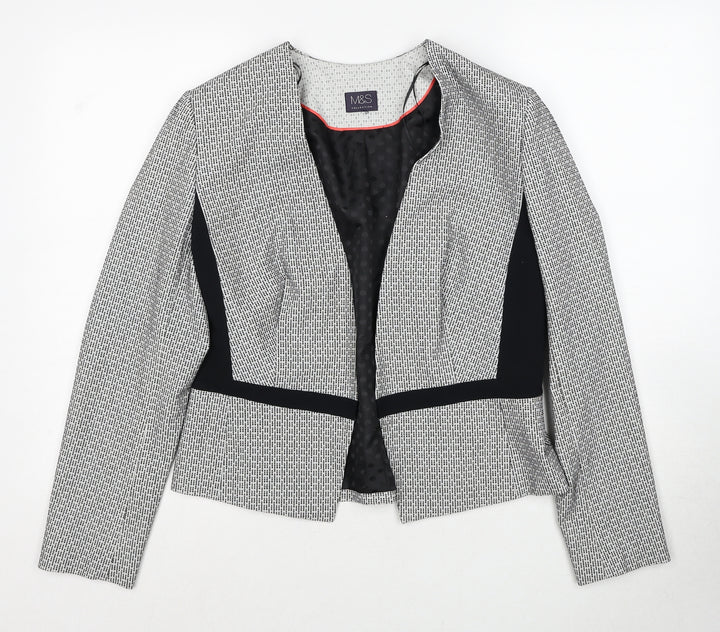 Marks and Spencer Womens Black Geometric Jacket Blazer Size 12