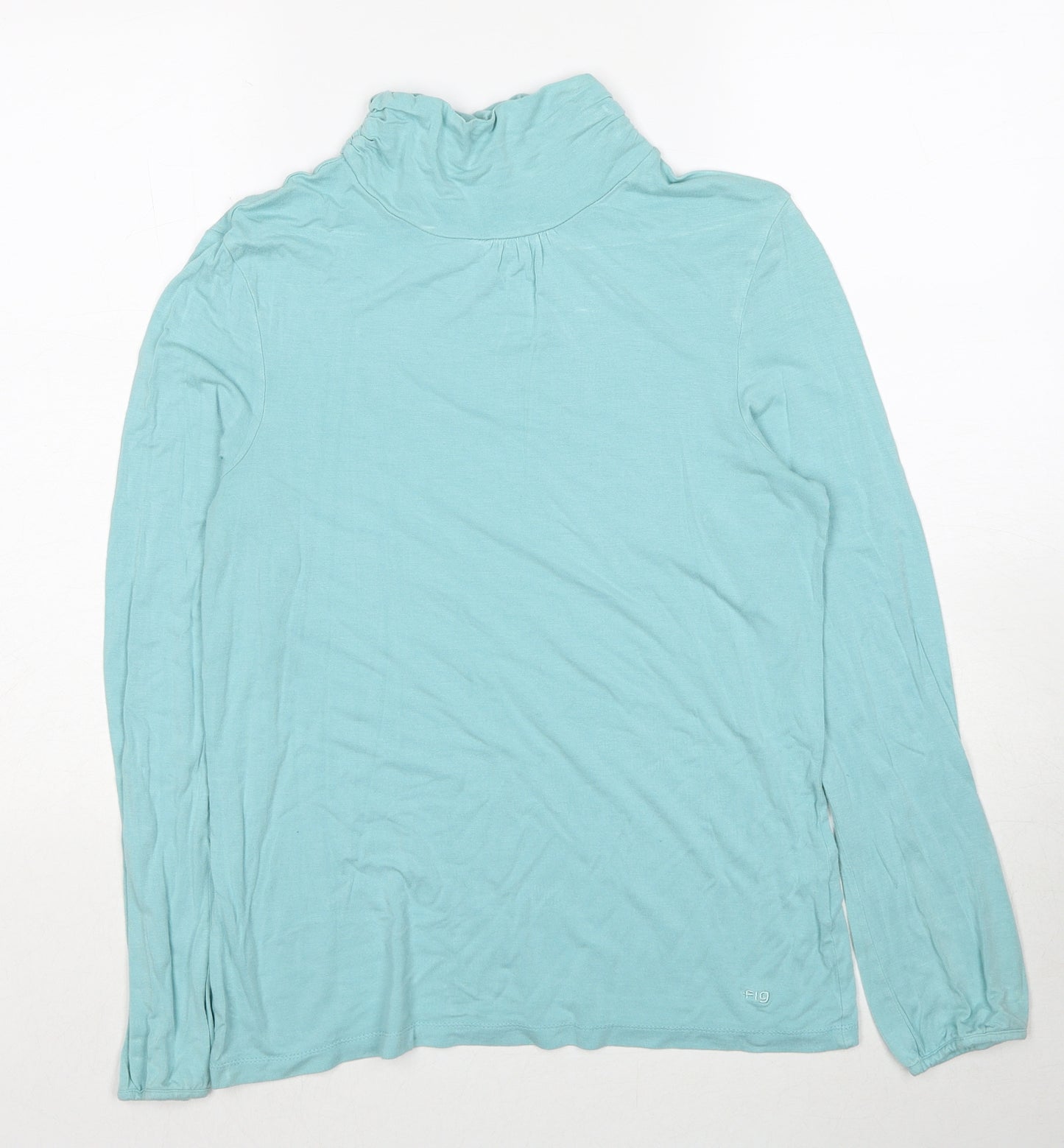 Flashlights Womens Blue Viscose Basic T-Shirt Size 20 High Neck