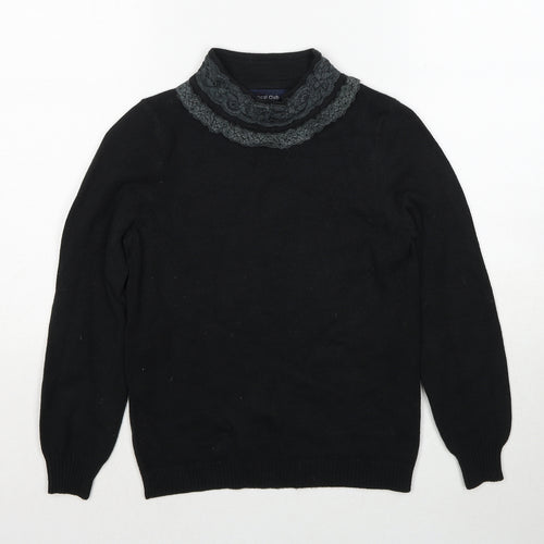 Vertical Womens Black High Neck Acrylic Pullover Jumper Size S