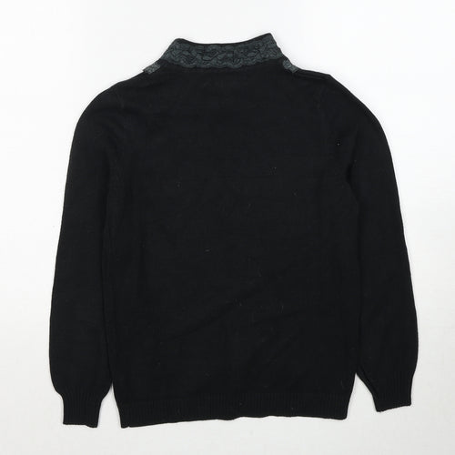 Vertical Womens Black High Neck Acrylic Pullover Jumper Size S
