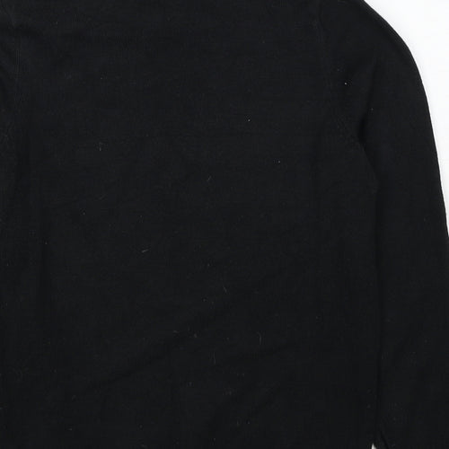 Vertical Womens Black High Neck Acrylic Pullover Jumper Size S