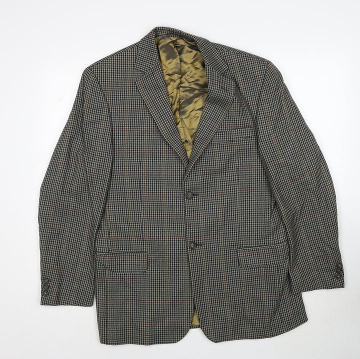Suithouse Mens Grey Geometric Wool Jacket Blazer Size 40 Regular