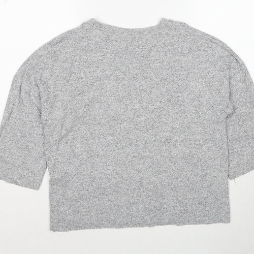 Zara Womens Grey Round Neck Viscose Pullover Jumper Size S
