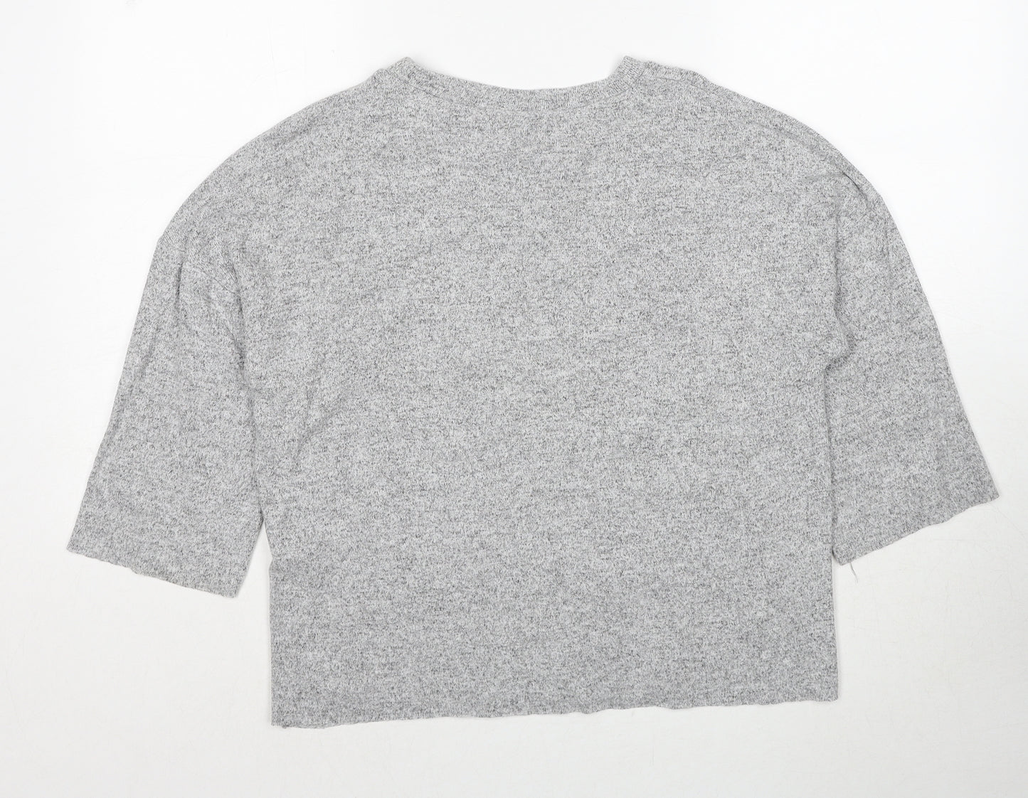 Zara Womens Grey Round Neck Viscose Pullover Jumper Size S