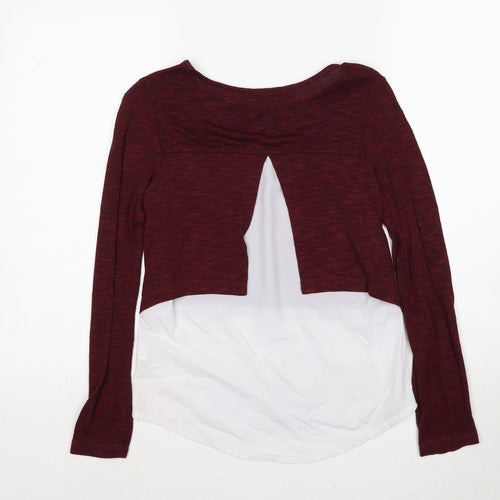 Bershka Womens Red Boat Neck Polyester Pullover Jumper Size S - Shirt Insert