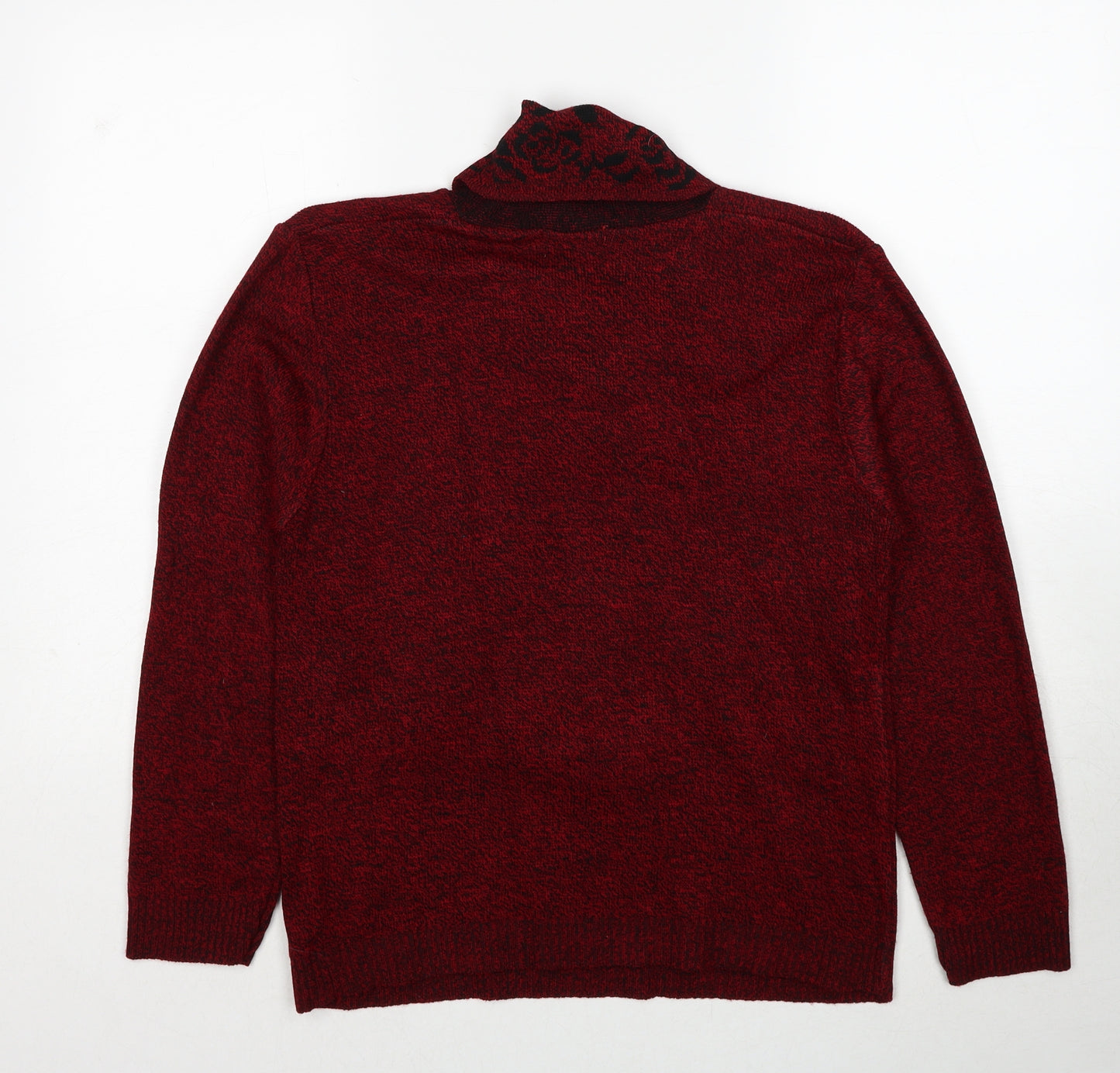 Hand To Hand Womens Red V-Neck Acrylic Pullover Jumper Size M - Size M/L