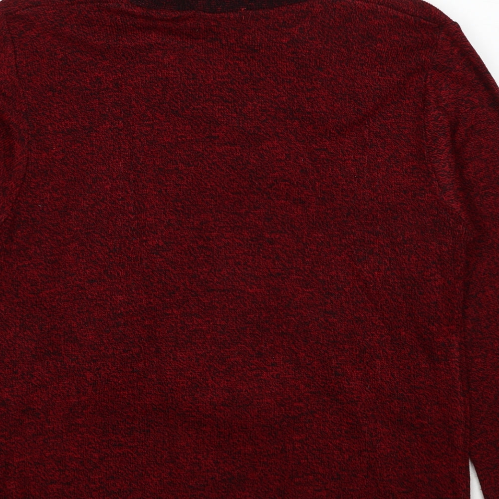Hand To Hand Womens Red V-Neck Acrylic Pullover Jumper Size M - Size M/L