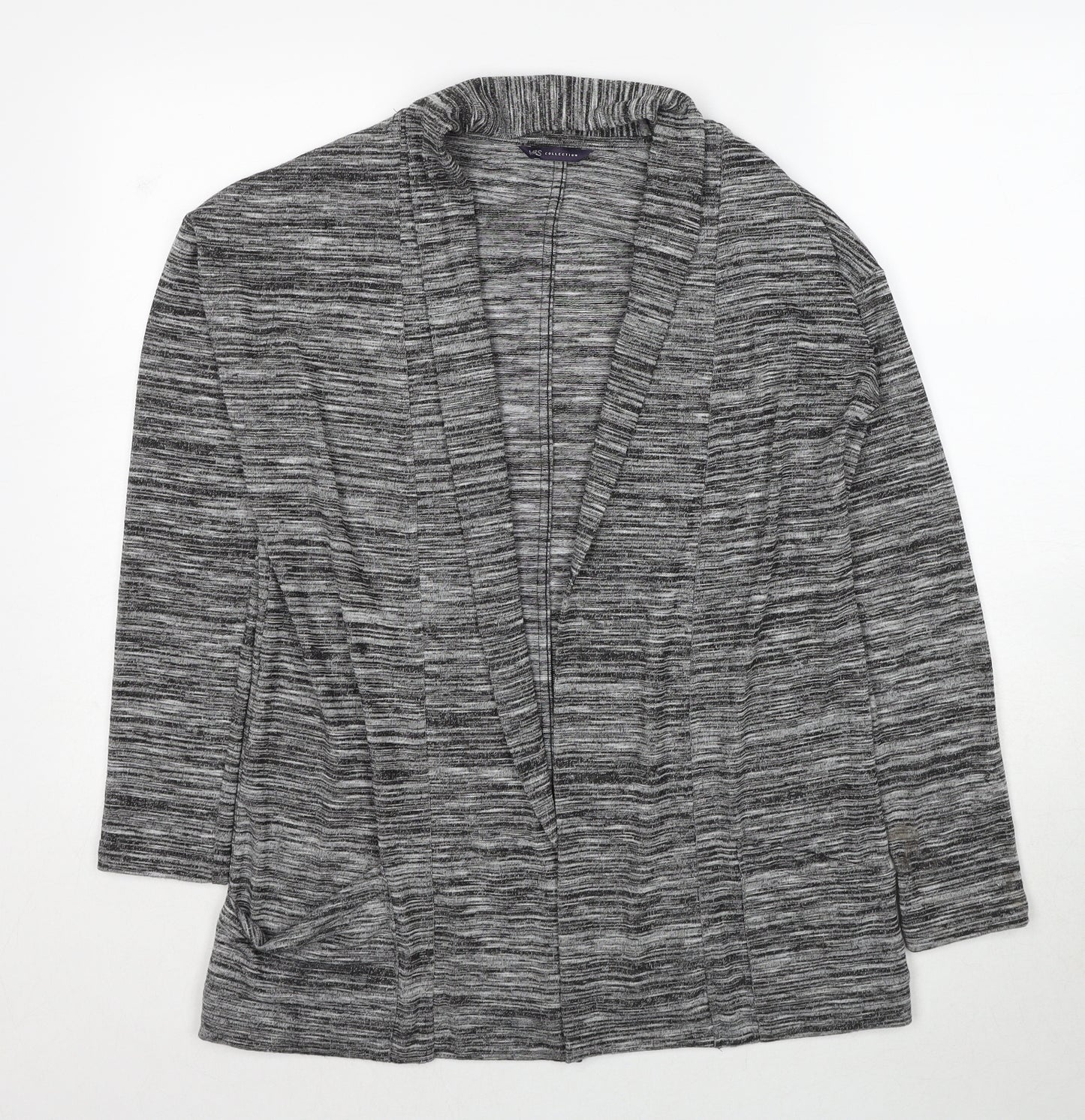 Marks and Spencer Womens Grey V-Neck Polyester Cardigan Jumper Size 10