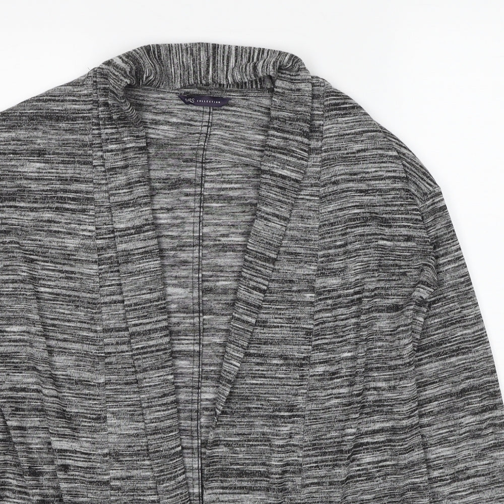 Marks and Spencer Womens Grey V-Neck Polyester Cardigan Jumper Size 10