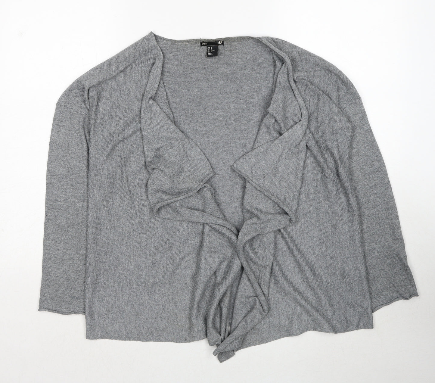 H&M Womens Grey V-Neck Polyester Cardigan Jumper Size M