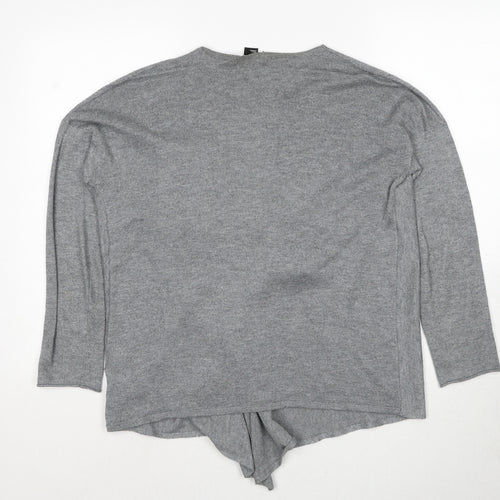 H&M Womens Grey V-Neck Polyester Cardigan Jumper Size M