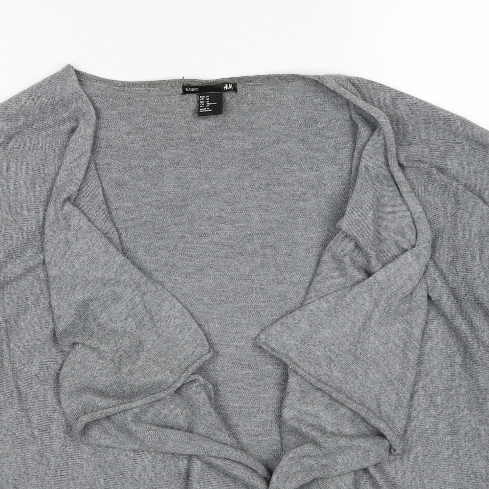 H&M Womens Grey V-Neck Polyester Cardigan Jumper Size M