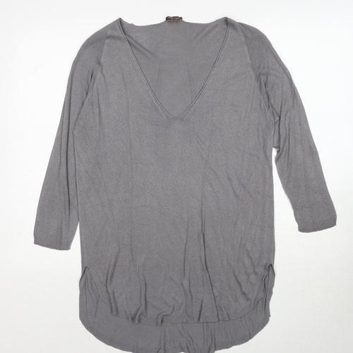 Phase Eight Womens Grey V-Neck Polyester Pullover Jumper Size XS