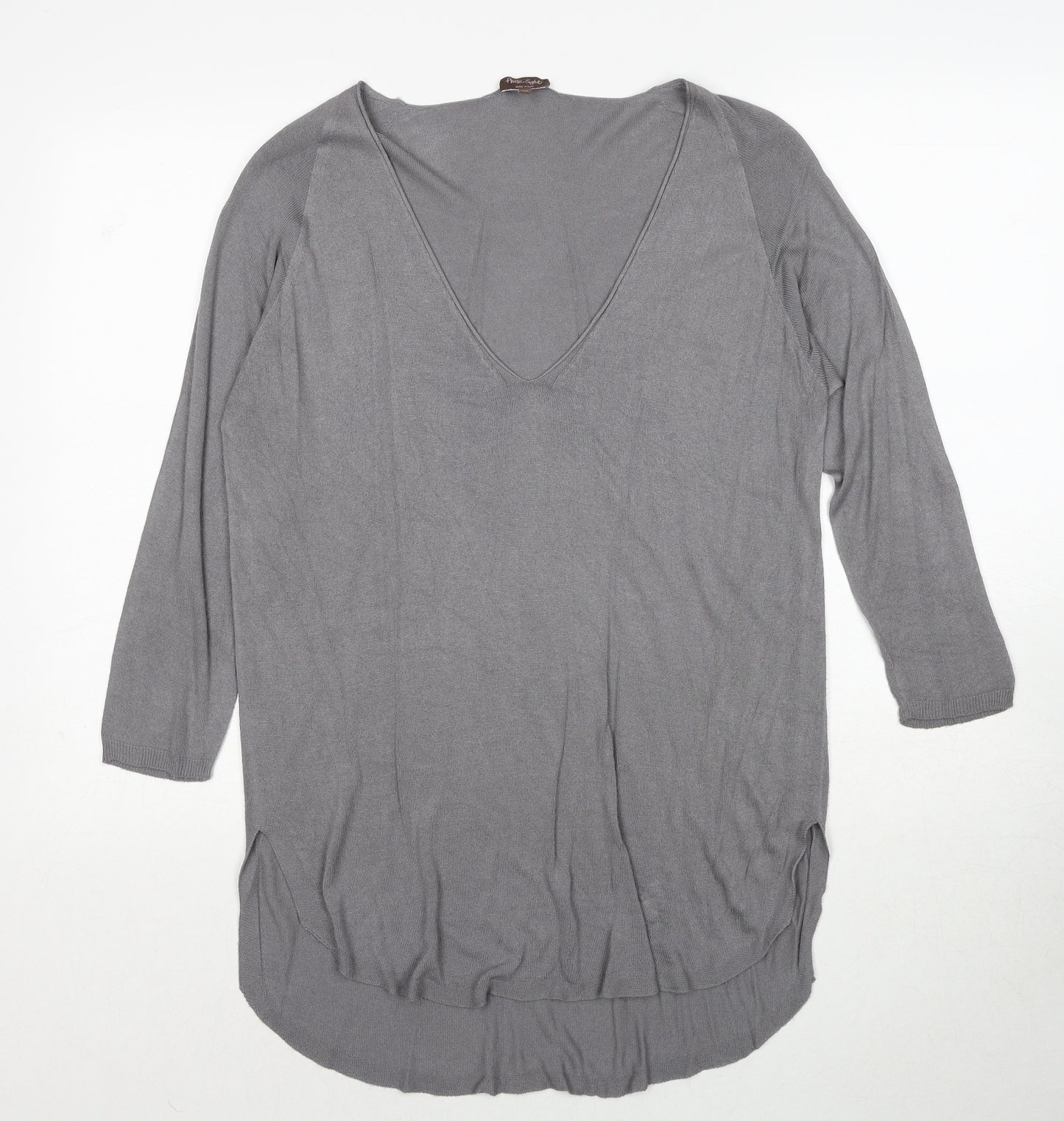 Phase Eight Womens Grey V-Neck Polyester Pullover Jumper Size XS
