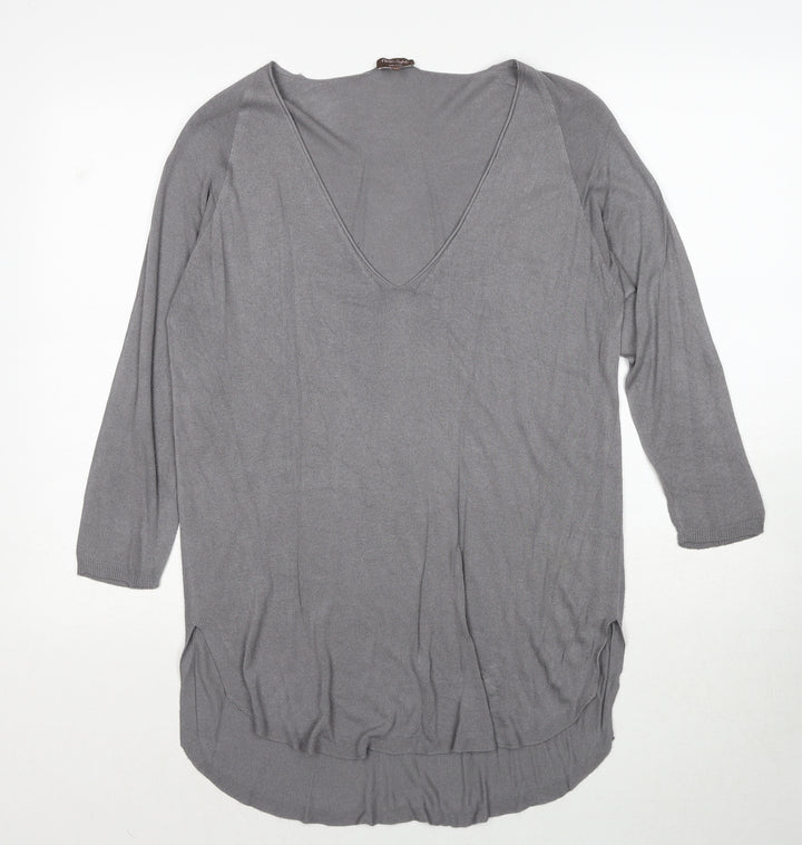 Phase Eight Womens Grey V-Neck Polyester Pullover Jumper Size XS