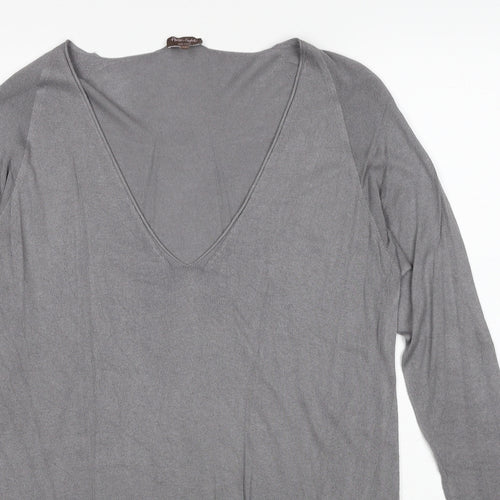 Phase Eight Womens Grey V-Neck Polyester Pullover Jumper Size XS
