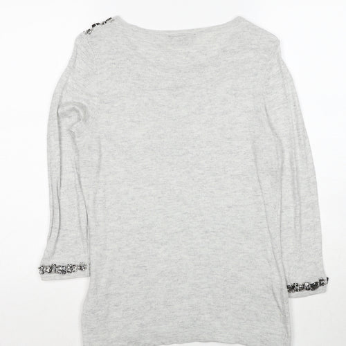 Wallis Womens Grey Round Neck Nylon Pullover Jumper Size S