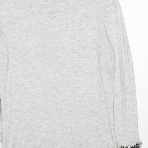 Wallis Womens Grey Round Neck Nylon Pullover Jumper Size S