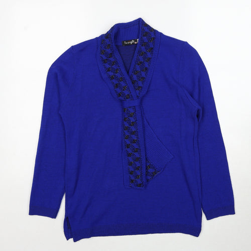 Insight Womens Blue V-Neck Acrylic Pullover Jumper Size S - Size S/M