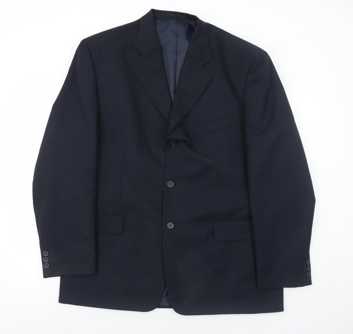 Savatini Mens Blue Polyester Jacket Suit Jacket Size 42 Regular