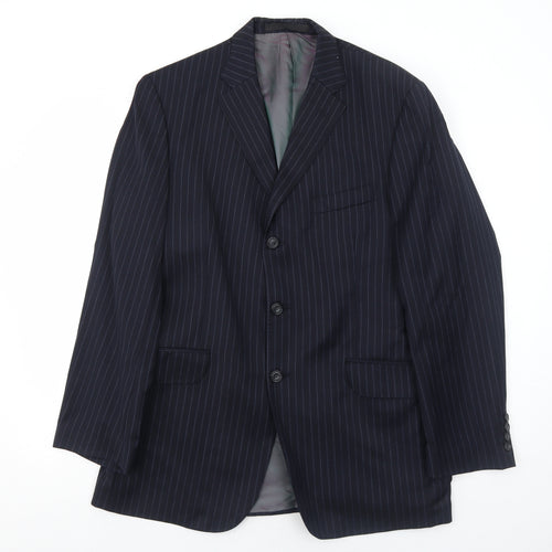 Marks and Spencer Mens Blue Striped Wool Jacket Suit Jacket Size 40 Regular