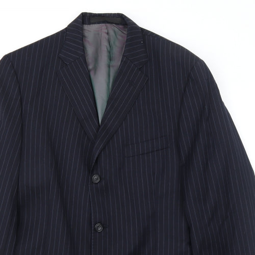 Marks and Spencer Mens Blue Striped Wool Jacket Suit Jacket Size 40 Regular