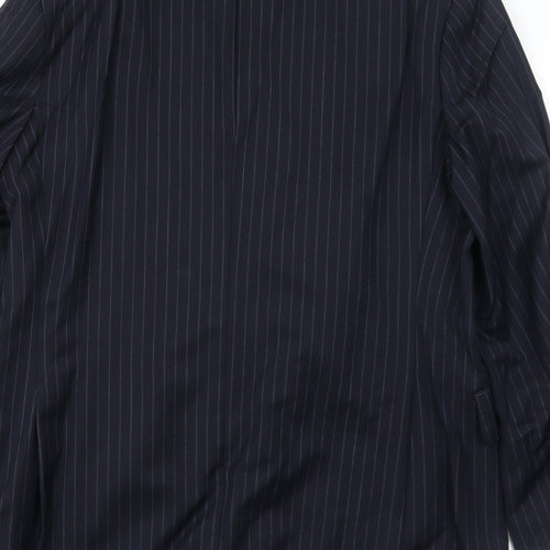 Marks and Spencer Mens Blue Striped Wool Jacket Suit Jacket Size 40 Regular