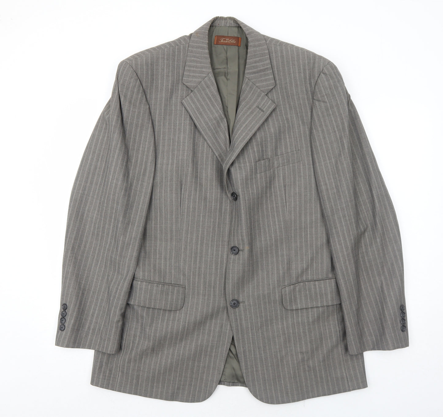 Tasso Ella Mens Grey Striped Wool Jacket Suit Jacket Size 40 Regular