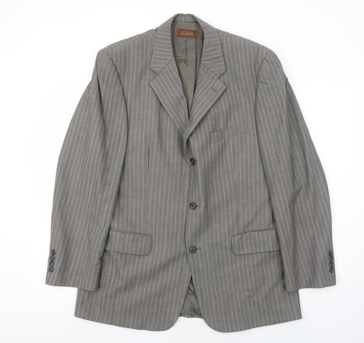 Tasso Ella Mens Grey Striped Wool Jacket Suit Jacket Size 40 Regular