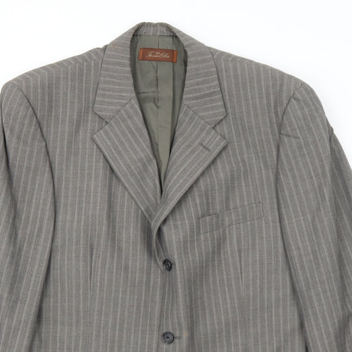 Tasso Ella Mens Grey Striped Wool Jacket Suit Jacket Size 40 Regular