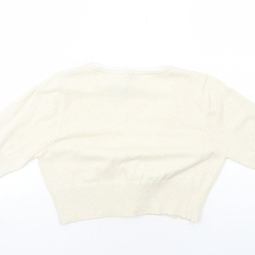 Bay Womens Ivory V-Neck Cotton Cardigan Jumper Size 12