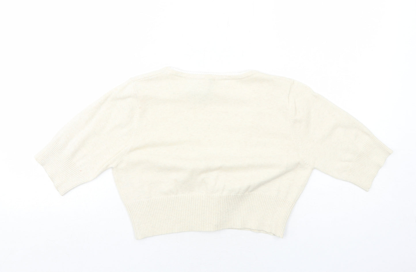 Bay Womens Ivory V-Neck Cotton Cardigan Jumper Size 12