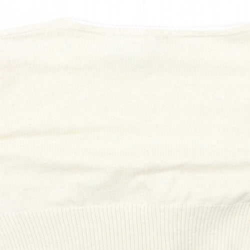 Bay Womens Ivory V-Neck Cotton Cardigan Jumper Size 12