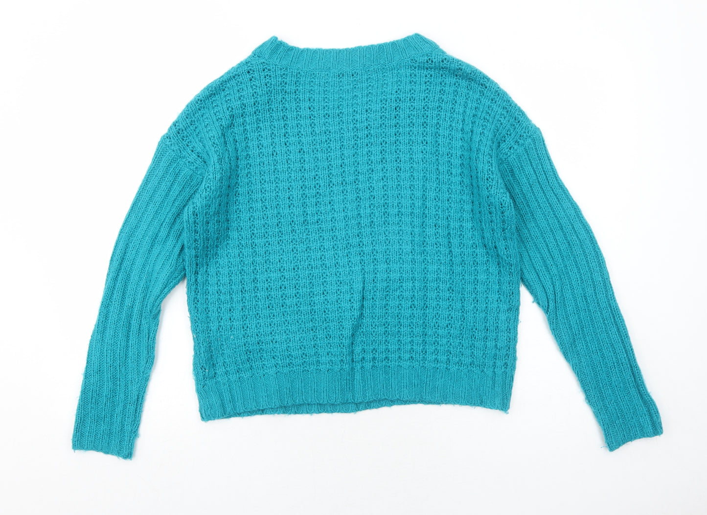 Yessica Womens Blue Round Neck Acrylic Pullover Jumper Size S