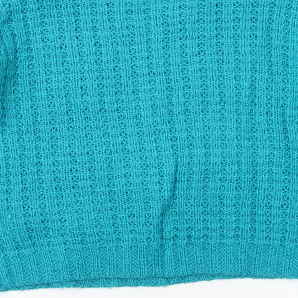 Yessica Womens Blue Round Neck Acrylic Pullover Jumper Size S