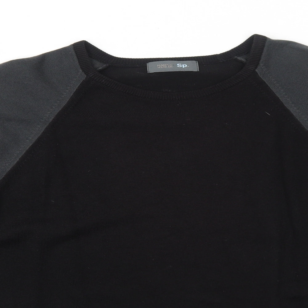 Marks and Spencer Womens Black Round Neck Acrylic Pullover Jumper Size L