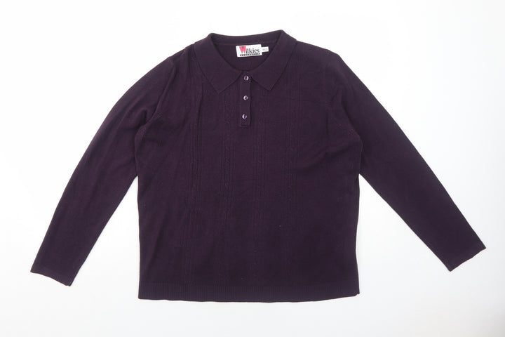 Wilkies Womens Purple Collared Acrylic Pullover Jumper Size 18 - Size 18-20