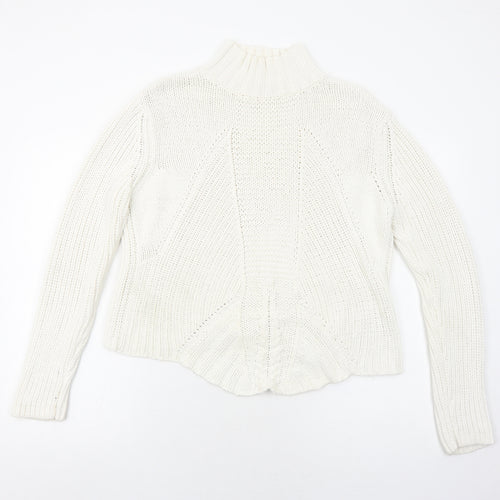 Principles Womens White Mock Neck Cotton Pullover Jumper Size 10