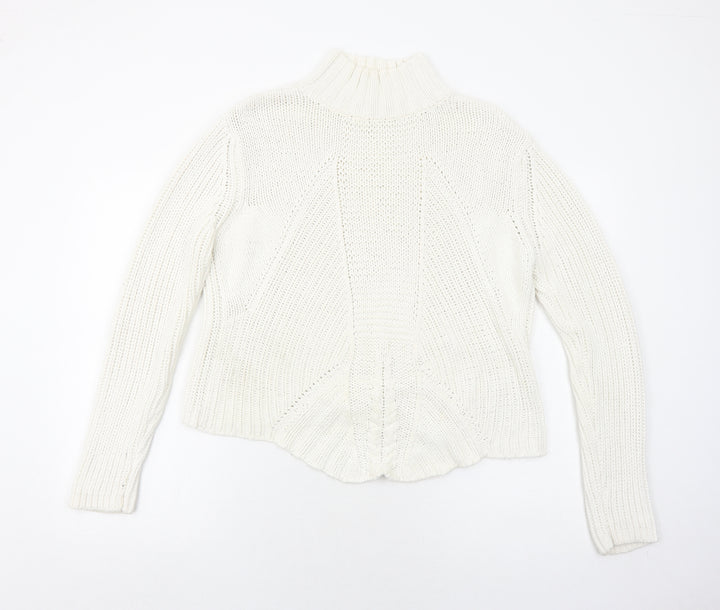Principles Womens White Mock Neck Cotton Pullover Jumper Size 10