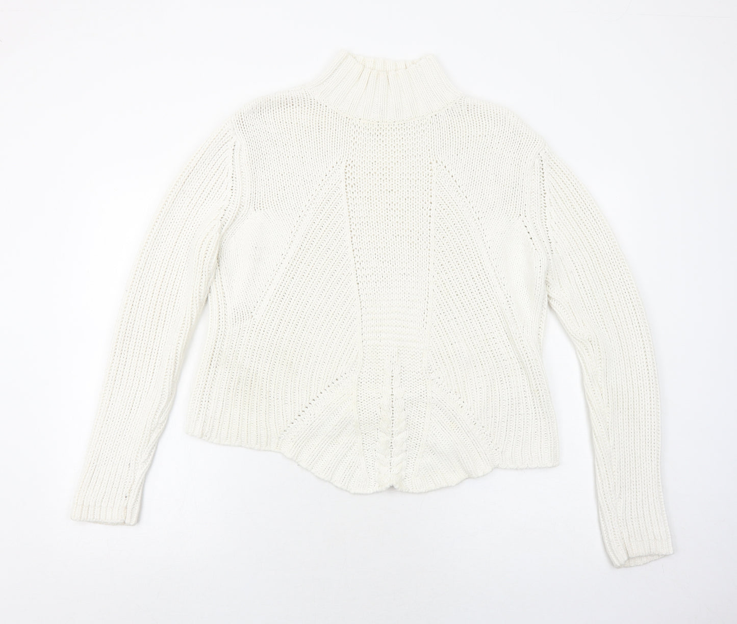 Principles Womens White Mock Neck Cotton Pullover Jumper Size 10